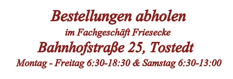 Kein Problem!

Bei Fragen sind wir gerne telefonisch für Sie erreichbar 
04182 2874678