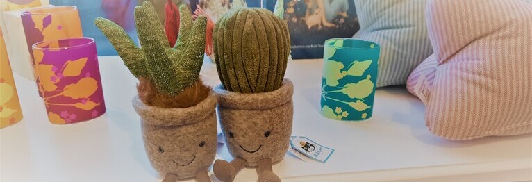 Foto von zwei Plüschkakteen der Firma Jellycat