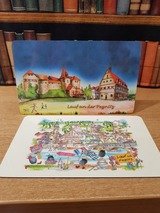 2 Frühstücksbrettchen Lauf an der Pegnitz (1 Aquarell  und 1 Wimmelzeichnung)